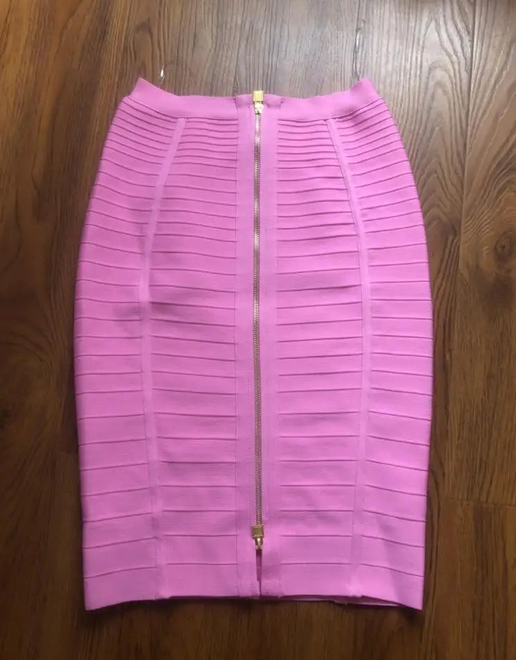 16 cores sexy sólido zíper laranja azul preto vermelho bandagem saia feminina elástica bodycon verão xl xxl lápis saias 58cm