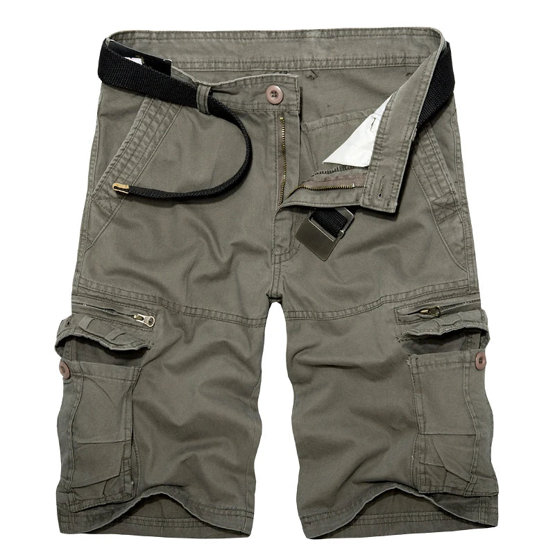 Calções de carga militar dos homens verão exército verde algodão shorts masculino solto multi-bolso shorts homme casual bermuda 40