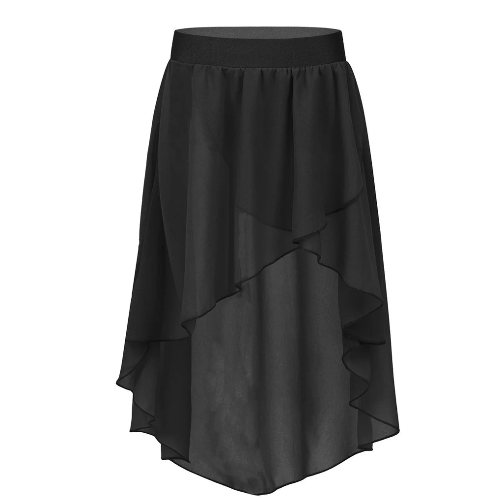 Crianças meninas cintura elástica oi-baixo chiffon saia moderna dança lírica jazz latino cha-cha ballet patinação desempenho roupas