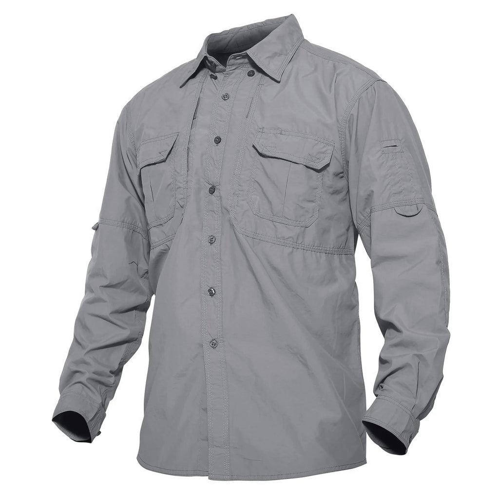 TACVASEN-Camisas leves de manga comprida para homens, camisa de secagem rápida para caminhadas, camisas de nylon para trabalho ao ar livre, carga para o verão