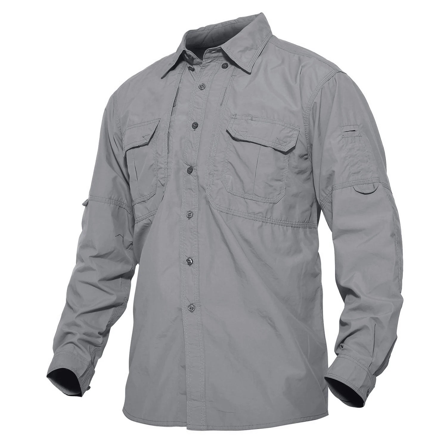 TACVASEN-Camisas leves de manga comprida para homens, camisa de secagem rápida para caminhadas, camisas de nylon para trabalho ao ar livre, carga para o verão
