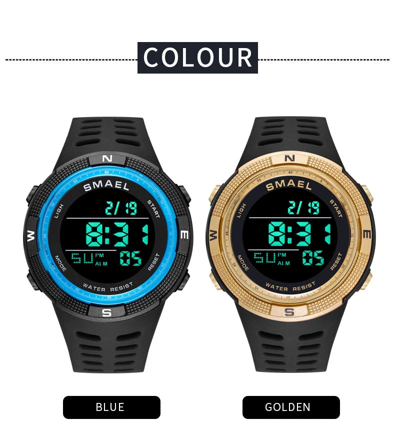 Relógios desportivos à prova dwaterproof água led digital relógio de volta luz alarme semana display cronômetro relógios de pulso 1915 relógio digital para homem