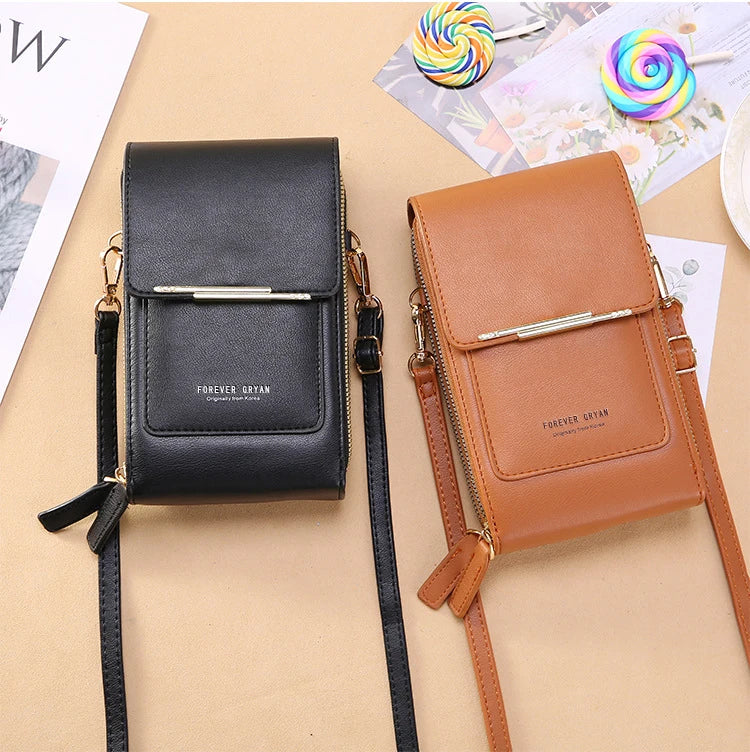 PU Leather Touch Screen Shoulder Bag para Mulheres, Feminino Crossbody Bolsas, Bolsa de telefone Bolsa de mão de grande capacidade, Drop Shipping, Novo