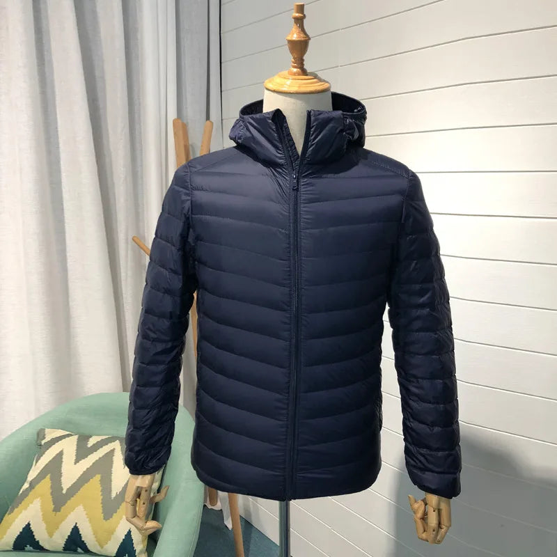 Homem 90% pato para baixo jaqueta com capuz inverno outono casaco masculino ultra leve jaquetas quentes outwear parkas ao ar livre roupas de campanha