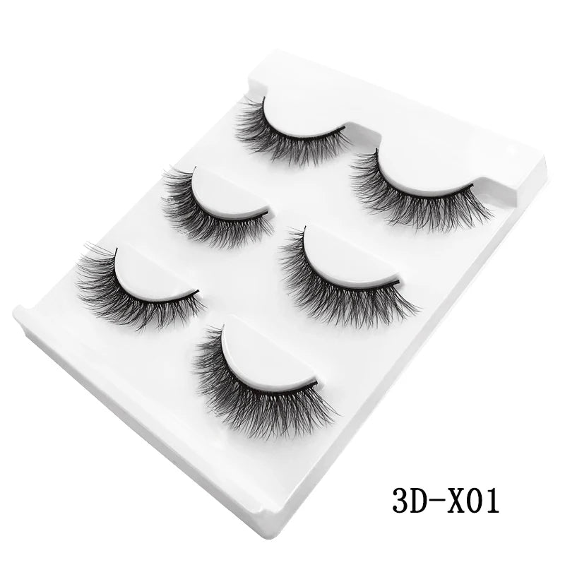 3 pares de cílios postiços naturais maquiagem grossa cílios de vison 3d reais extensão de cílios macios cílios postiços longos cílios de vison 3d