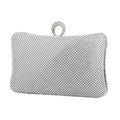 Bolsa de mão feminina para festa à noite, bolsa de mão em corrente para celular, batom prateada