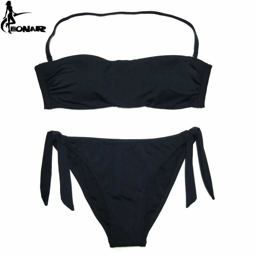 EONAR Biquíni 2025 Sólido Mulheres Maiô Brasileiro Corte Bottom Bikini Set Push Up Swimwear Femme Maiôs Esporte Beach Wear