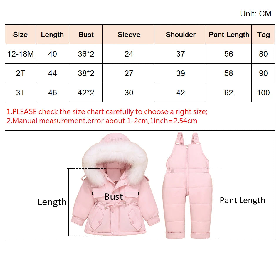 Crianças para baixo casaco jaqueta + macacão crianças da criança menina menino roupas para baixo 2 pçs roupa de inverno terno quente do bebê macacão conjuntos