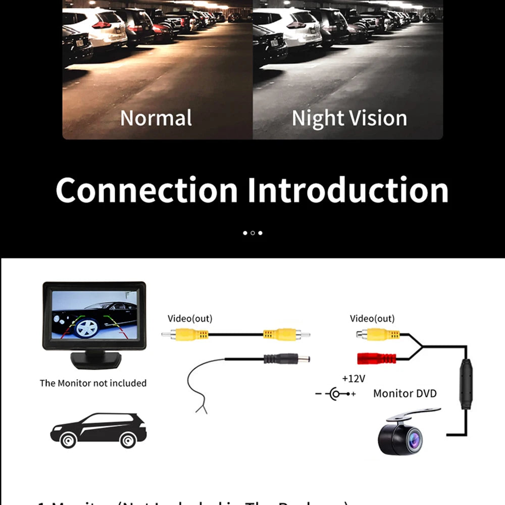 Hippcron câmera de visão traseira do carro 4 led visão noturna invertendo monitor estacionamento automático ccd à prova dwaterproof água 170 graus vídeo hd