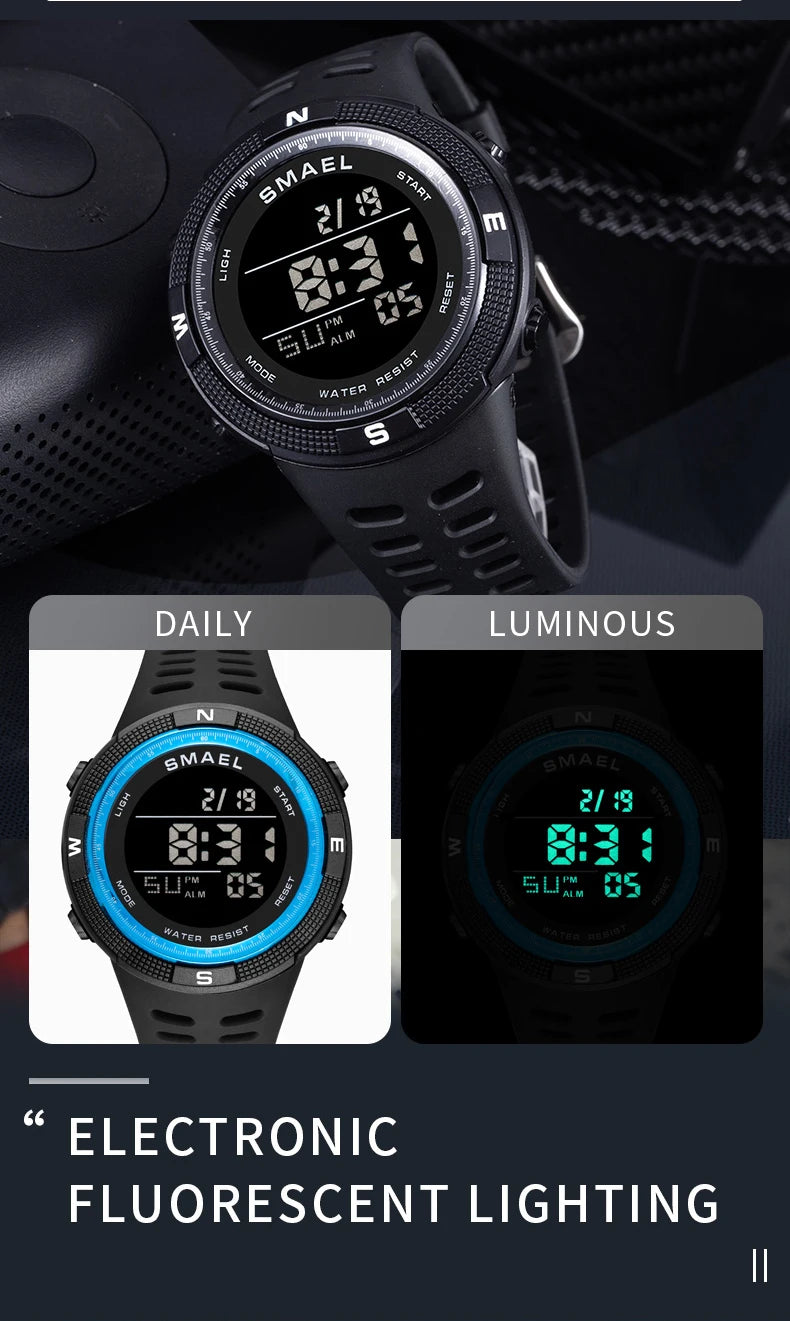 Relógios desportivos à prova dwaterproof água led digital relógio de volta luz alarme semana display cronômetro relógios de pulso 1915 relógio digital para homem