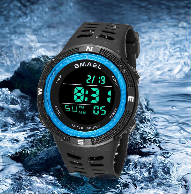 Relógios desportivos à prova dwaterproof água led digital relógio de volta luz alarme semana display cronômetro relógios de pulso 1915 relógio digital para homem