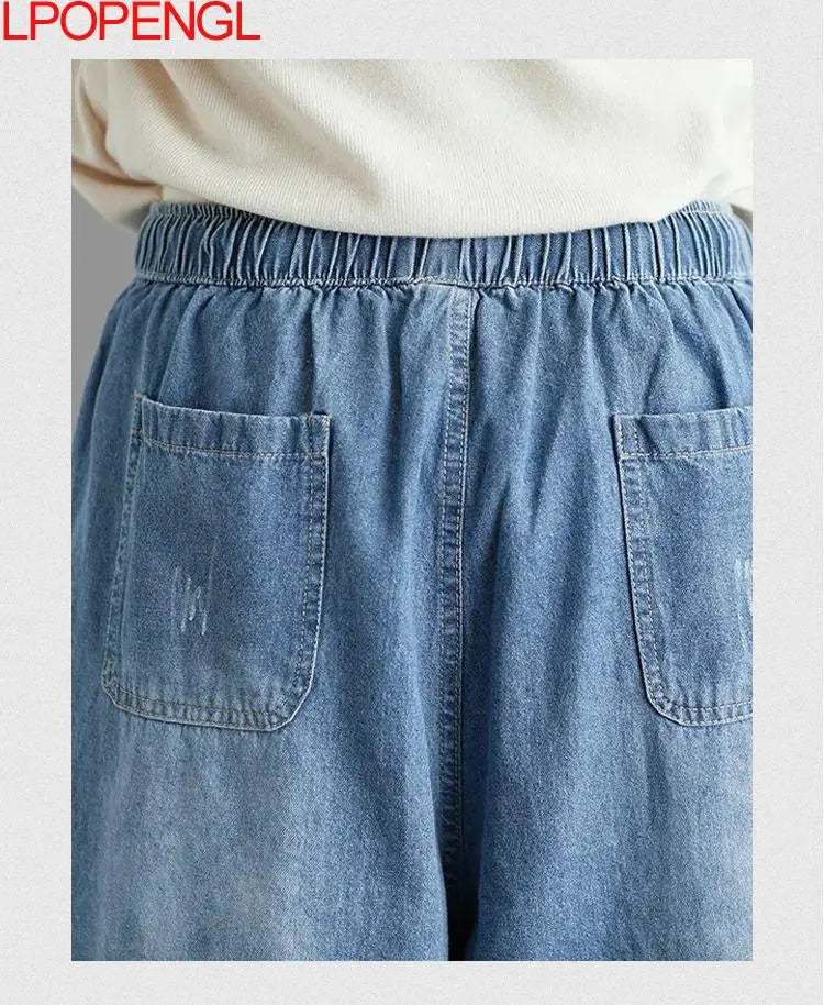 Calças de brim soltas femininas 2025 y2k novo casual streetwear calças jeans perna larga estilo rua vintage bolsos de cintura alta jean femme