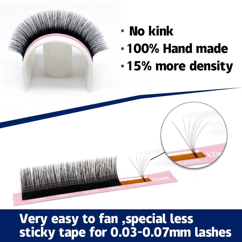 Extensões de Cílios Postiços Qeelasee Profissionais de Mink, Cílios Individuais para Maquiagem, Volume e Fans de Cílios, Atacado