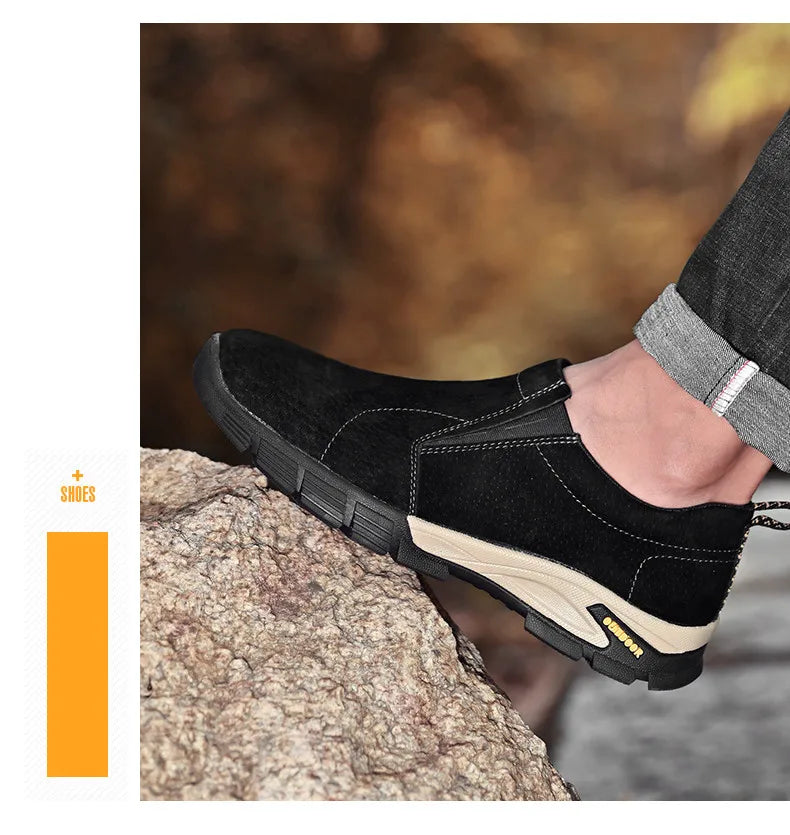 Sapatos masculinos de marca de couro genuíno sapatos casuais ao ar livre respirável tênis camurça original mocassins masculinos tênis