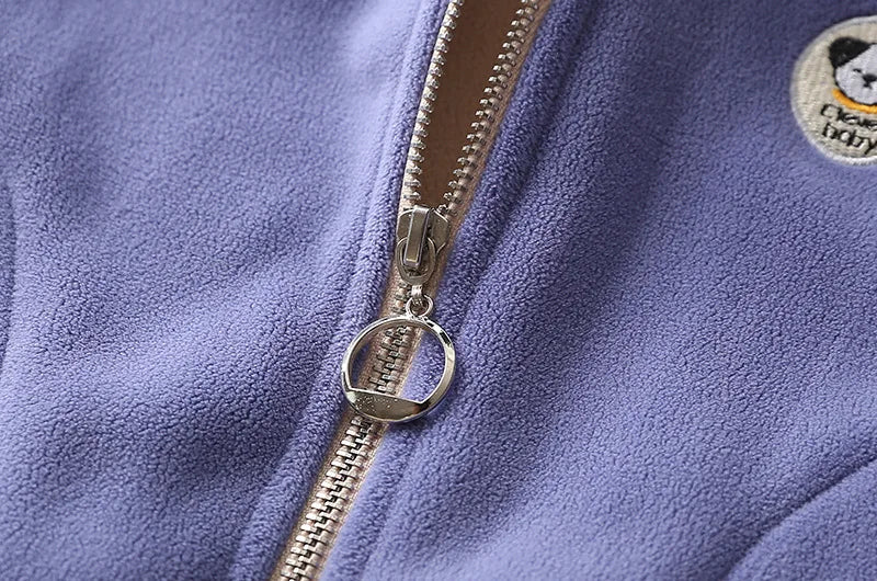 Colete polar com capuz, casaco de lã polar para crianças com zíper quente para bebês meninos meninas 2-10 anos de uso externo