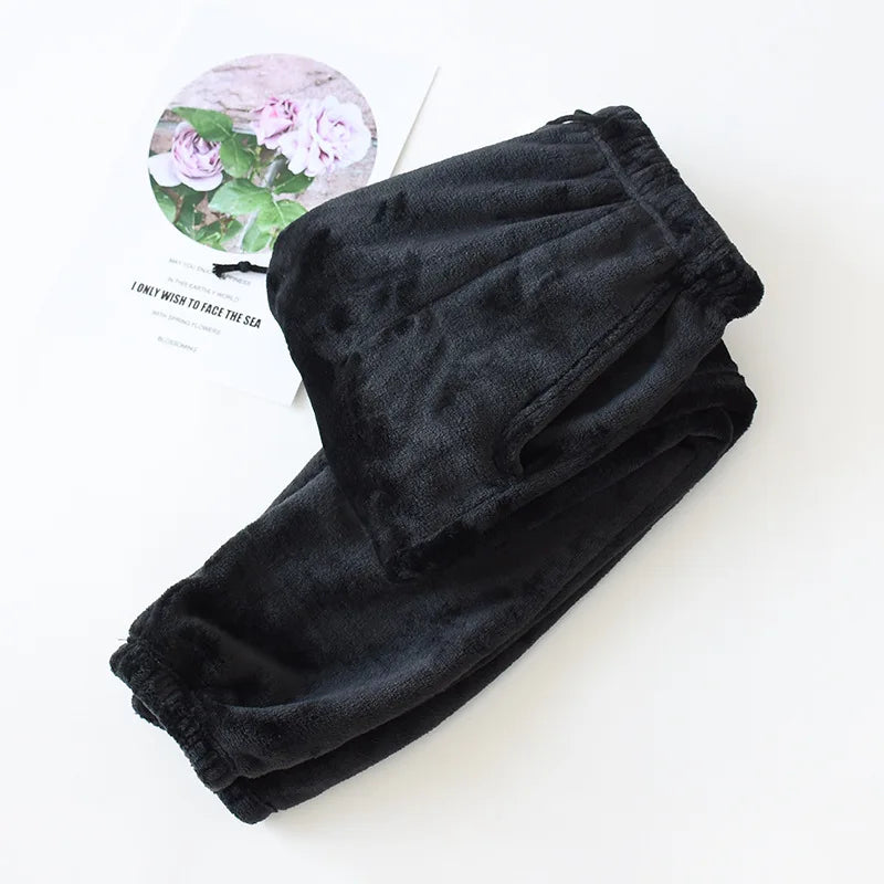 Fdfklak flanela inverno calças de pijama feminino longo quente calças femininas casuais homewear conforto L-3XL tamanho grande pijamas