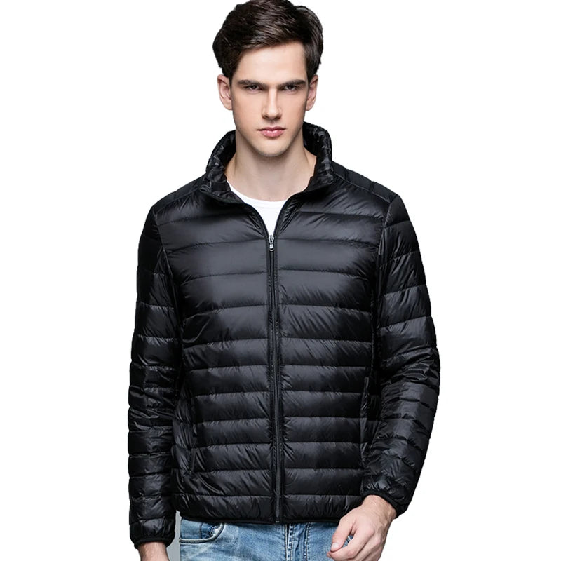 Novo outono inverno homem 90% pato para baixo jaqueta ultra leve fino S-3XL primavera jaquetas homens gola outerwear casaco