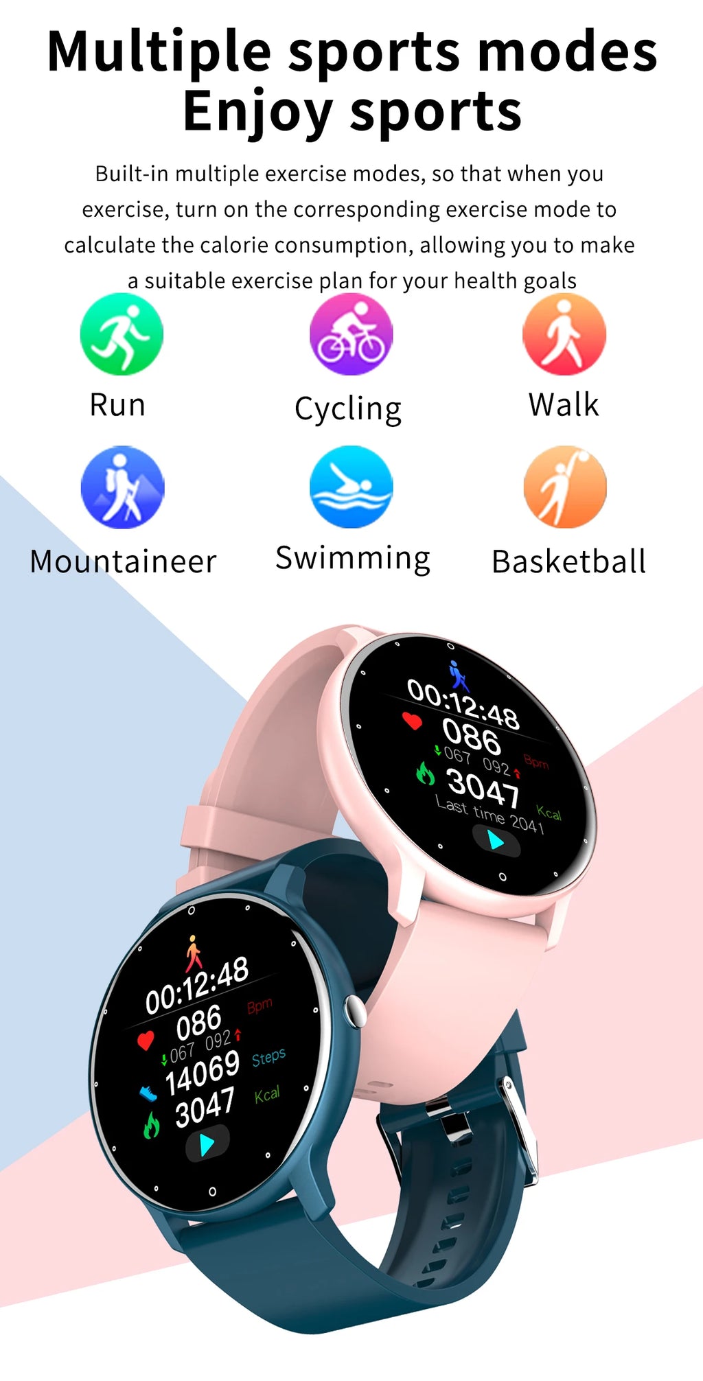LIGE Relógio inteligente feminino à prova d'água, previsão do tempo em tempo real, relógios esportivos para mulheres, Android IOS
