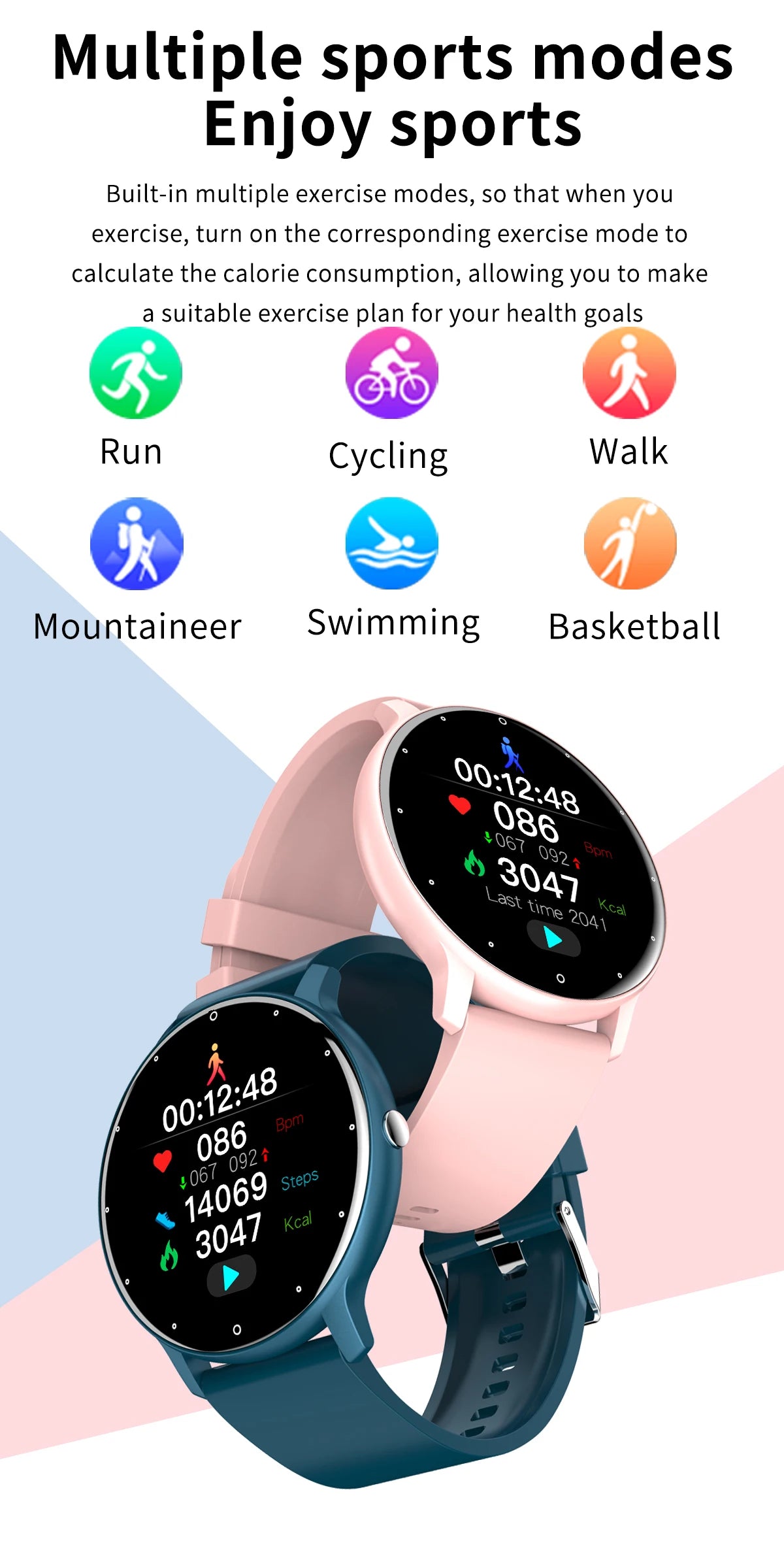 LIGE Relógio inteligente feminino à prova d'água, previsão do tempo em tempo real, relógios esportivos para mulheres, Android IOS