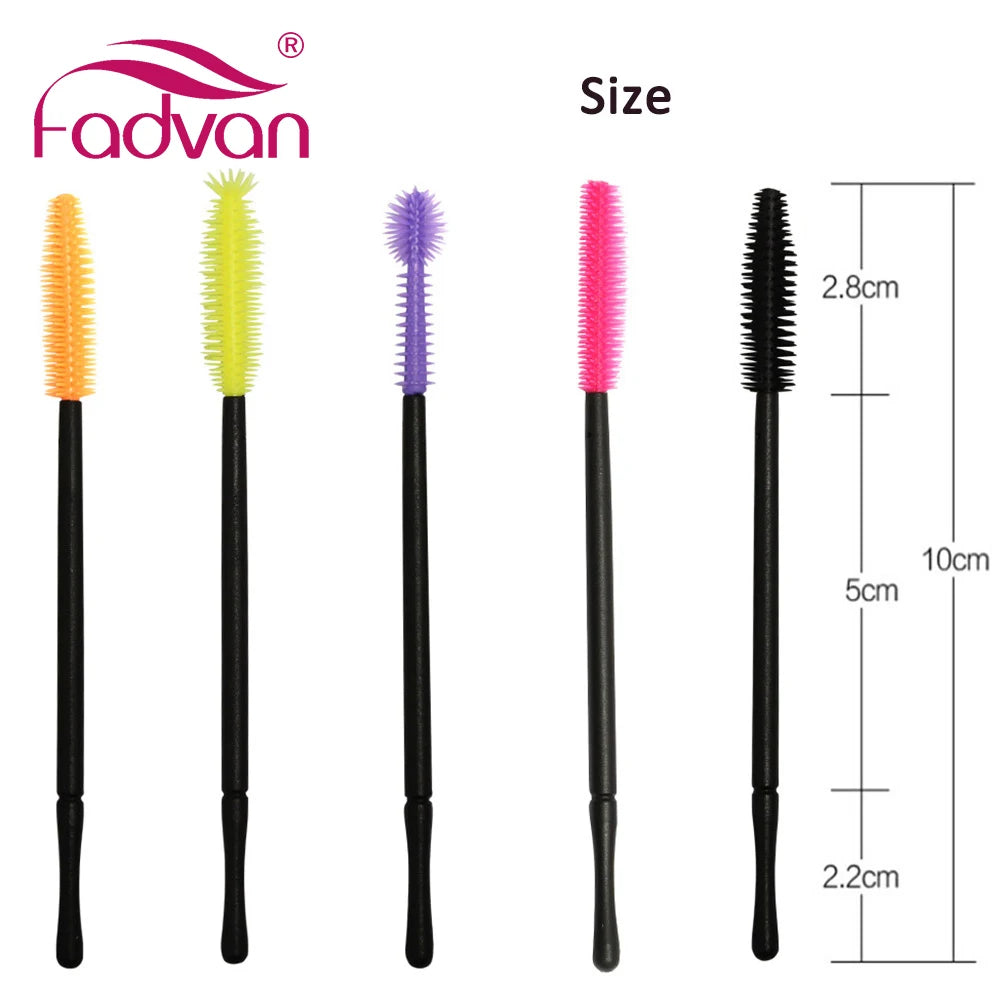 Fadvan 50 pcs/pack escovas de silicone ferramenta de cílios descartáveis pente rímel varinhas pincéis de maquiagem kit aplicador individual para o olho
