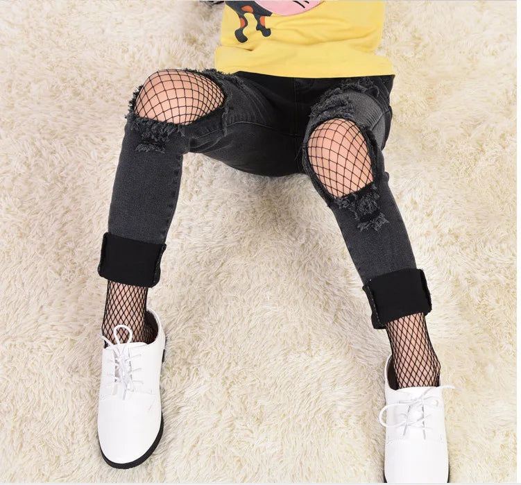 Verão primavera legal malha crianças moda fishnet meias collants crianças preto branco meia-calça calças meia para meninas do bebê leggings