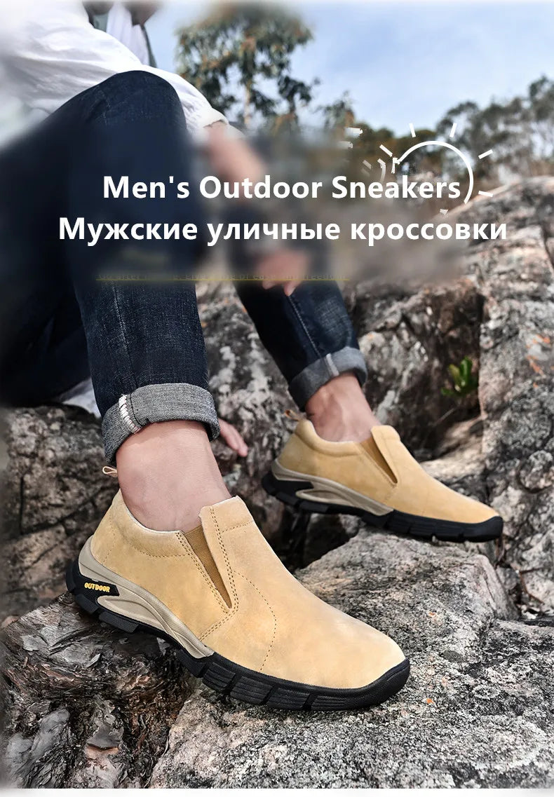 Sapatos masculinos de marca de couro genuíno sapatos casuais ao ar livre respirável tênis camurça original mocassins masculinos tênis