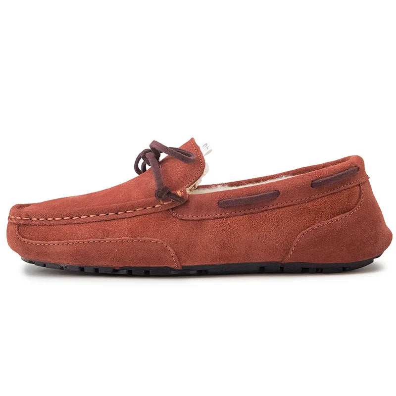 Mocassins homens sapatos de camurça de pelúcia sapatos de condução casuais marca inverno quente pele homem mocassins deslizamento na condução plana masculino sapatos de barco