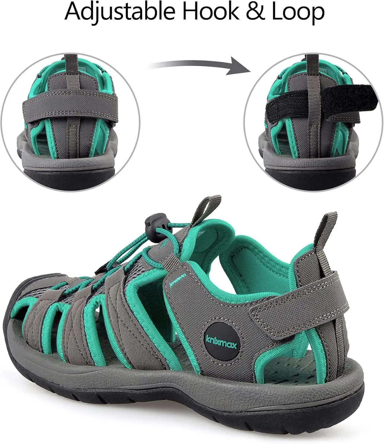 Knixmax Outdoor Closed Toe Lace-Up Hiking Sandals with Rubber Outsole for Summer