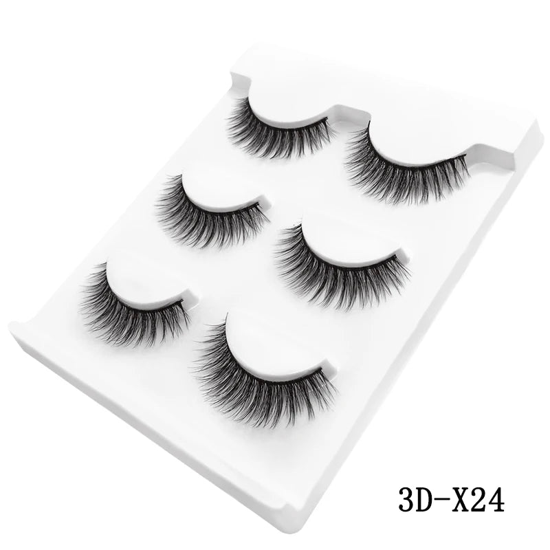 3 pares de cílios postiços naturais maquiagem grossa cílios de vison 3d reais extensão de cílios macios cílios postiços longos cílios de vison 3d