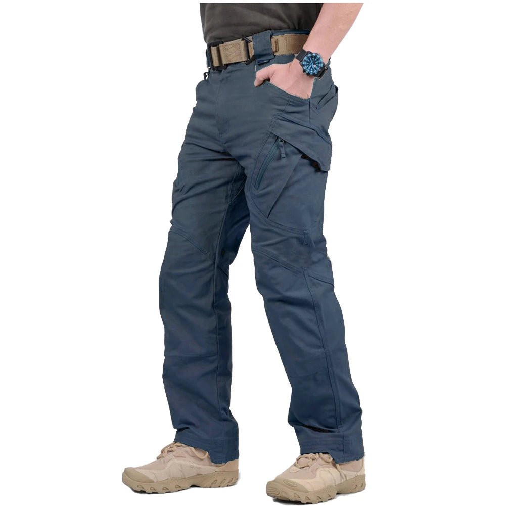 Calças IX9 City Tactical Cargo para homens, SWAT, calças militares do exército, algodão, muitos bolsos, elásticas, flexíveis, calças casuais, combate, XXXL