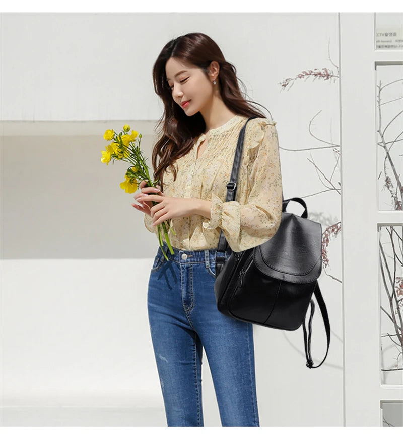 Mochilas de couro vintage para mulheres, bolsa escolar para meninas, mochila de viagem para senhoras, mochila feminina de alta qualidade, nova