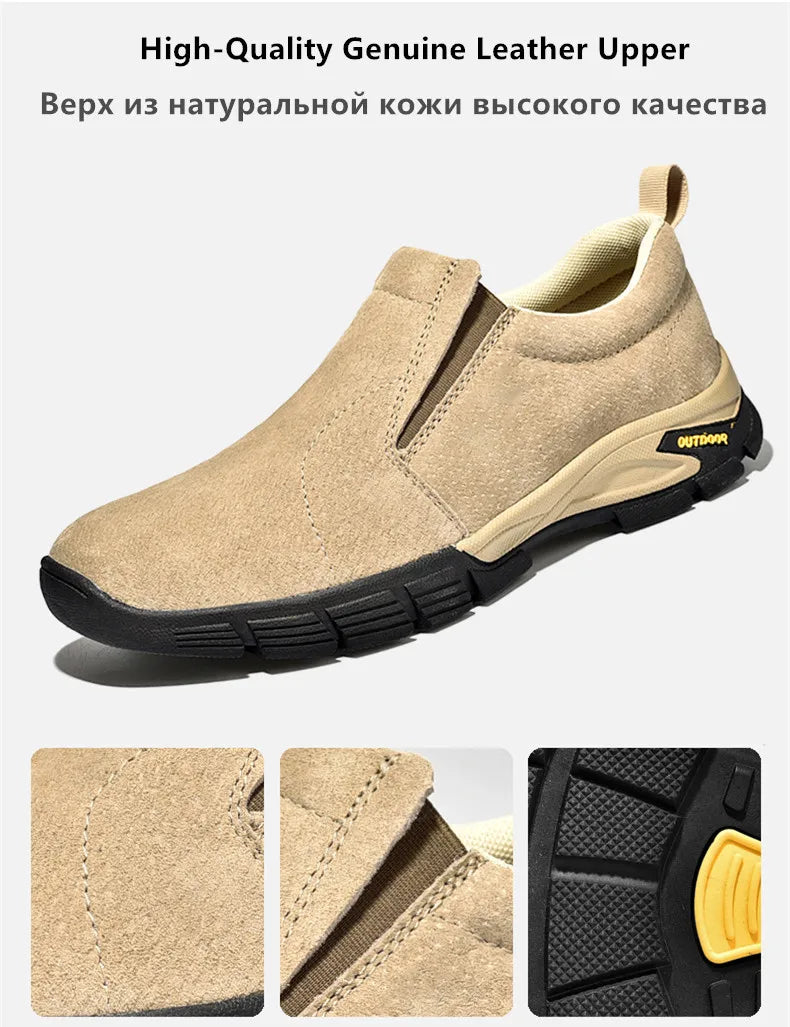 Sapatos masculinos de marca de couro genuíno sapatos casuais ao ar livre respirável tênis camurça original mocassins masculinos tênis