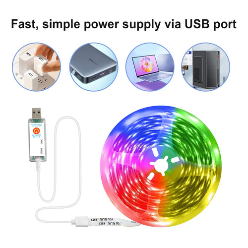 5V Boost 24V RGB for Ambilight Strip Copper LED Light Strings with for Bluetooth APP Remote Control IP44 for Bedroom Living Room