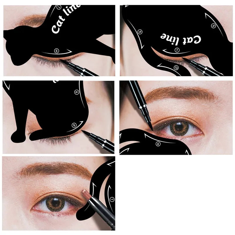 Lápis Delineador Líquido Dual End Black, Pro Impermeável, Maquiagem de Longa Duração, Eye Liner Pen, Linha Cat, Eye Stencils