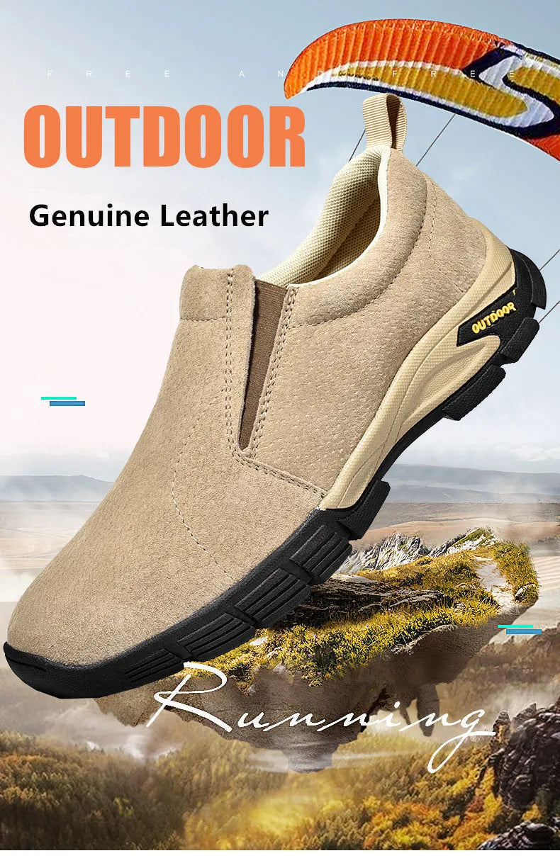 Sapatos masculinos de marca de couro genuíno sapatos casuais ao ar livre respirável tênis camurça original mocassins masculinos tênis
