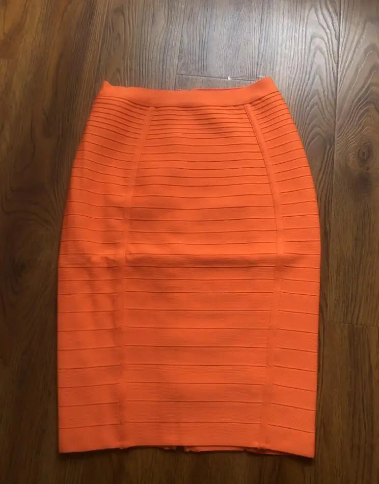 16 cores sexy sólido zíper laranja azul preto vermelho bandagem saia feminina elástica bodycon verão xl xxl lápis saias 58cm