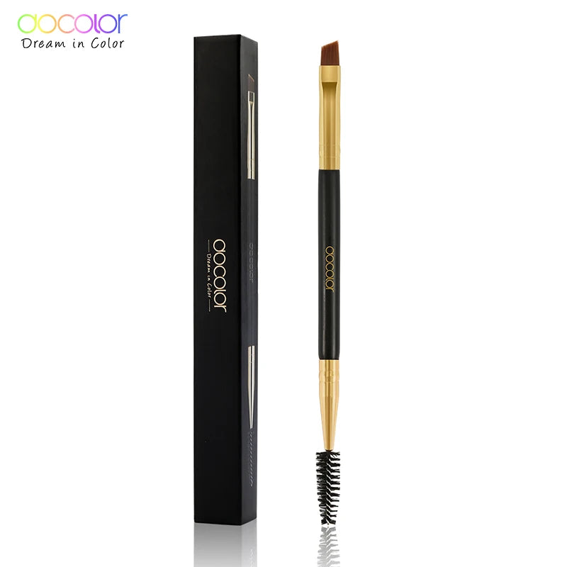 Docolor Pincel Profissional Duplo para Sobrancelhas e Delineador Angular – Design Preciso para Contorno Perfeito e Aplicação Suave – Vegano, Cruelty-Free e Ideal para Maquiagem de Olhos Impecável