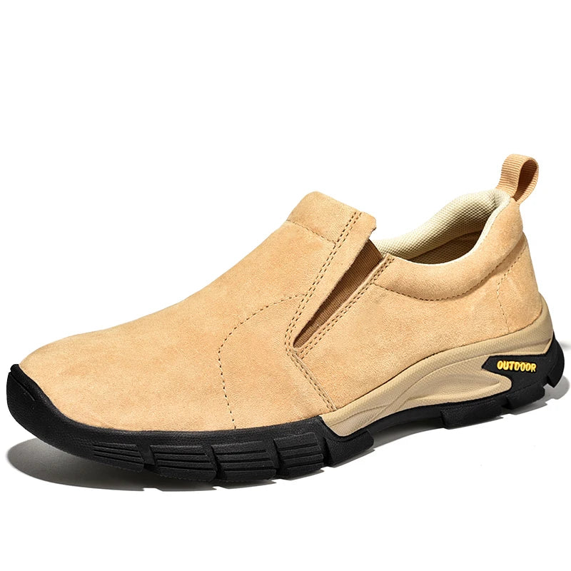 Sapatos masculinos de marca de couro genuíno sapatos casuais ao ar livre respirável tênis camurça original mocassins masculinos tênis