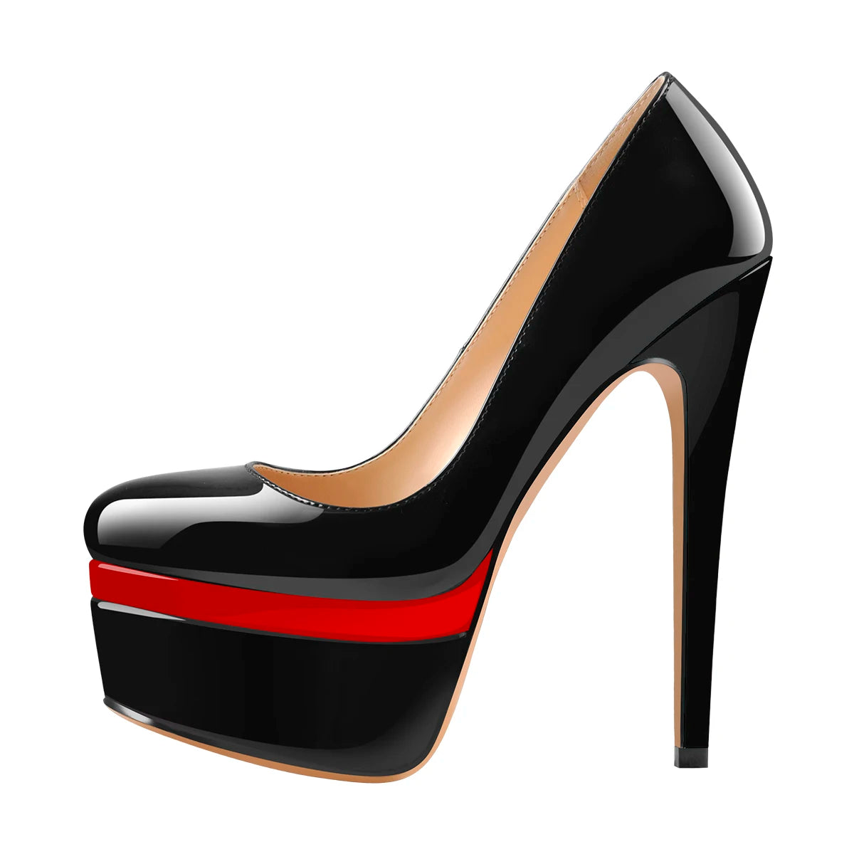 Onlymaker feminino dedo do pé redondo plataforma dupla bombas super salto alto deslizamento em sapatos de festa de casamento stiletto saltos tamanhos grandes