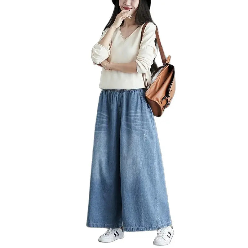 Calças de brim soltas femininas 2025 y2k novo casual streetwear calças jeans perna larga estilo rua vintage bolsos de cintura alta jean femme