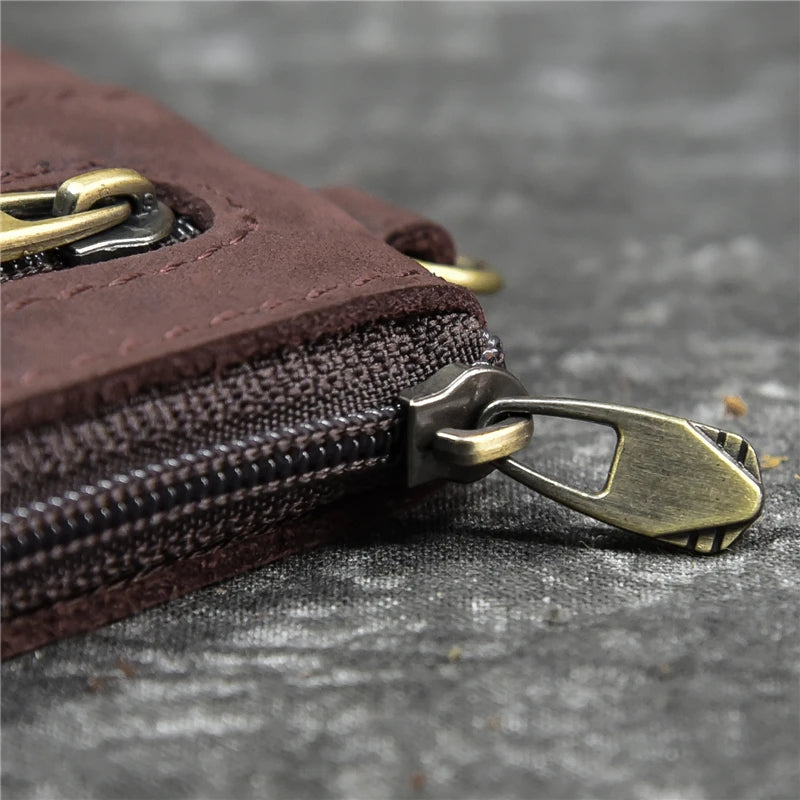 Luufan couro genuíno zíper moeda cartão bolsa de couro real rfid titular do cartão embreagem carteiras slots para homens mulheres mini bolsa fina