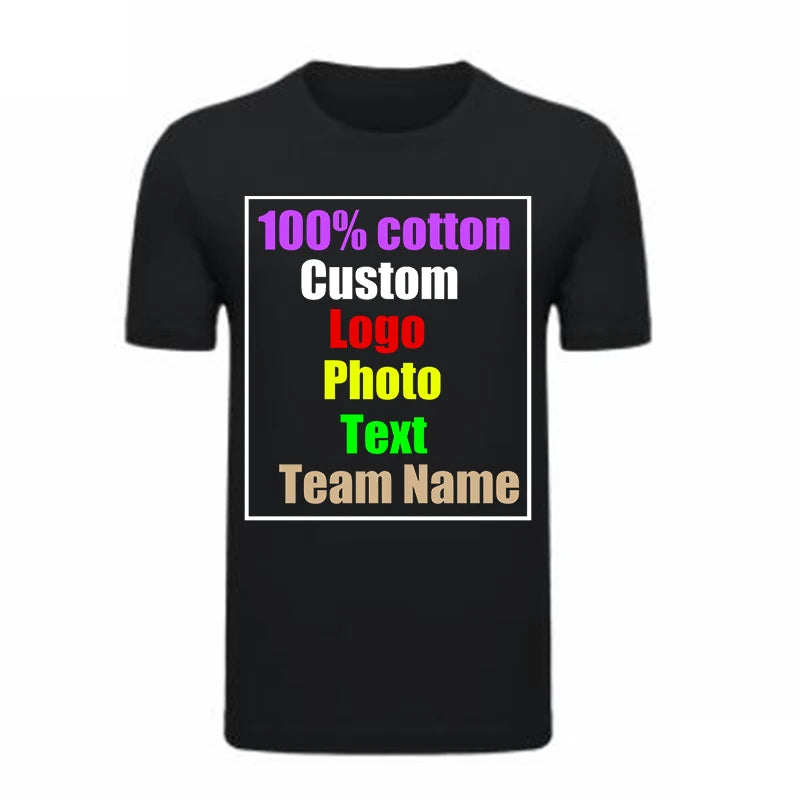 Camiseta Personalizada 2026 para Homens e Mulheres, Algodão, Manga Curta, Imprima Sua Própria Imagem, LOGO ou Texto