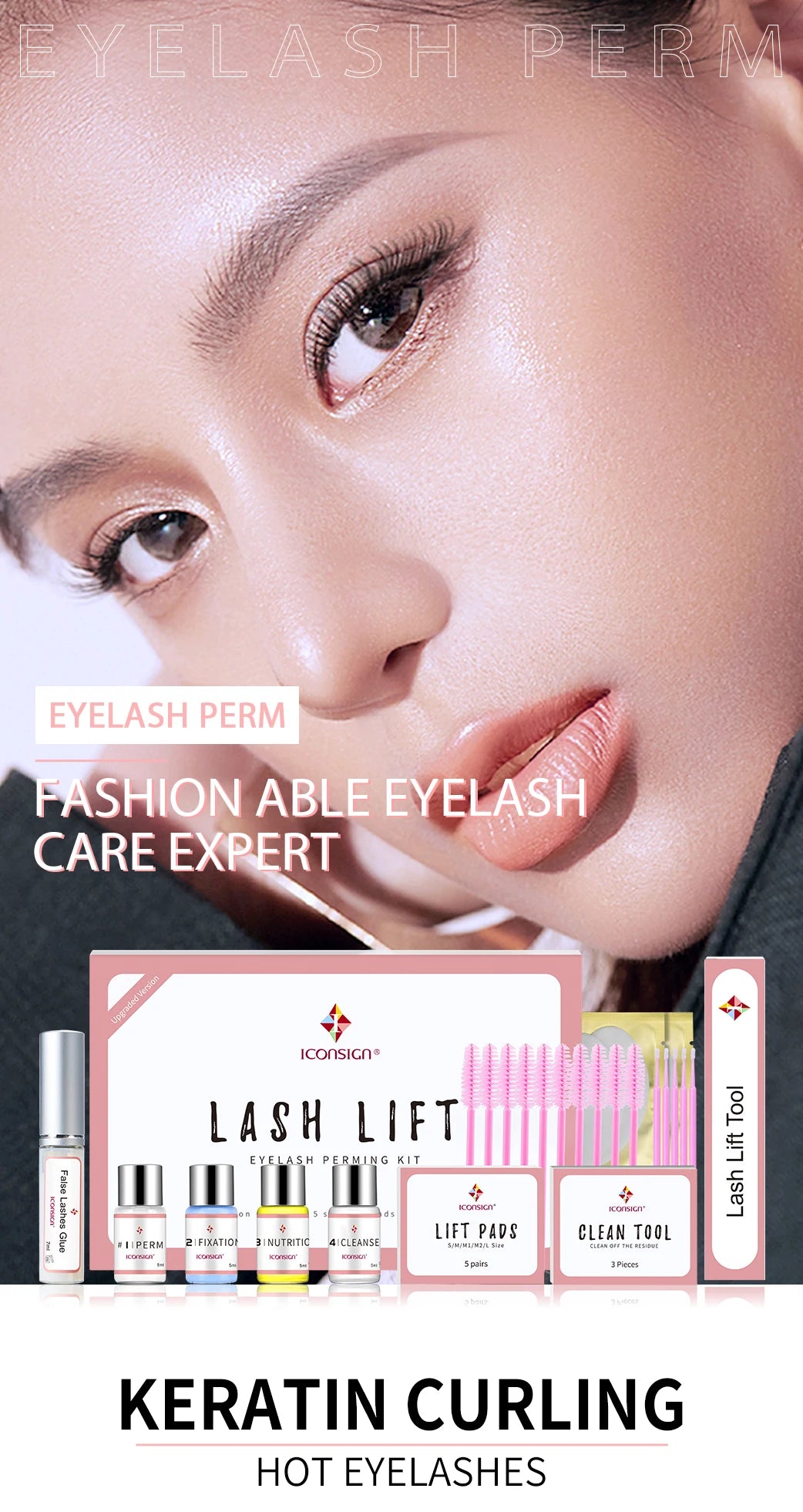 Iconsign atualização versão lash lift kit levantamento cílios duradouro 6-8 semanas lash perm cílios realçador ferramentas de maquiagem