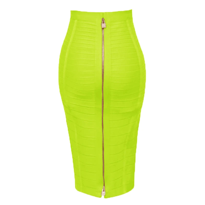 16 cores sexy sólido zíper laranja azul preto vermelho bandagem saia feminina elástica bodycon verão xl xxl lápis saias 58cm