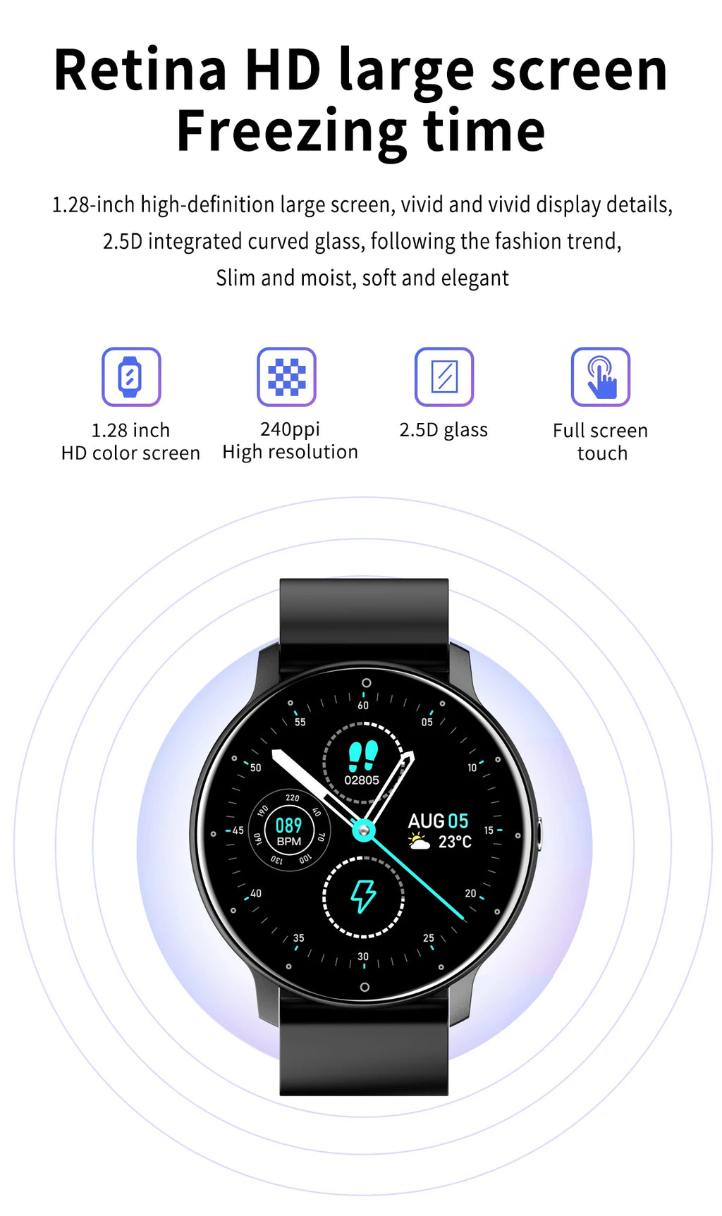 LIGE Relógio inteligente feminino à prova d'água, previsão do tempo em tempo real, relógios esportivos para mulheres, Android IOS