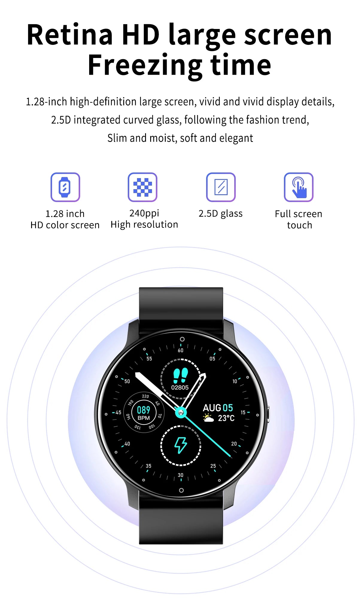 LIGE Relógio inteligente feminino à prova d'água, previsão do tempo em tempo real, relógios esportivos para mulheres, Android IOS