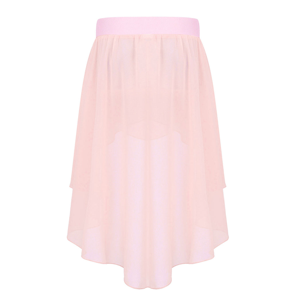 Crianças meninas cintura elástica oi-baixo chiffon saia moderna dança lírica jazz latino cha-cha ballet patinação desempenho roupas
