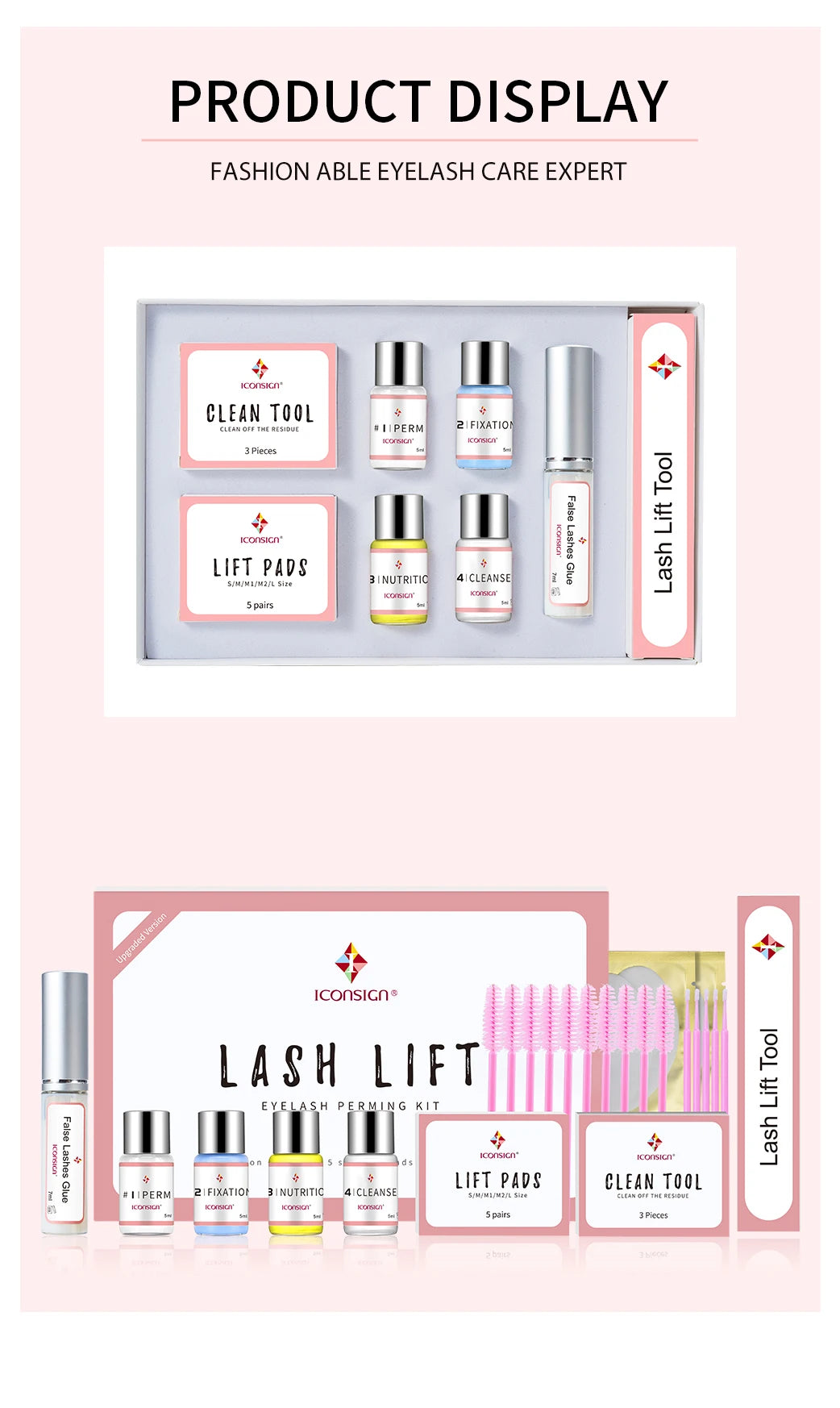 Iconsign atualização versão lash lift kit levantamento cílios duradouro 6-8 semanas lash perm cílios realçador ferramentas de maquiagem