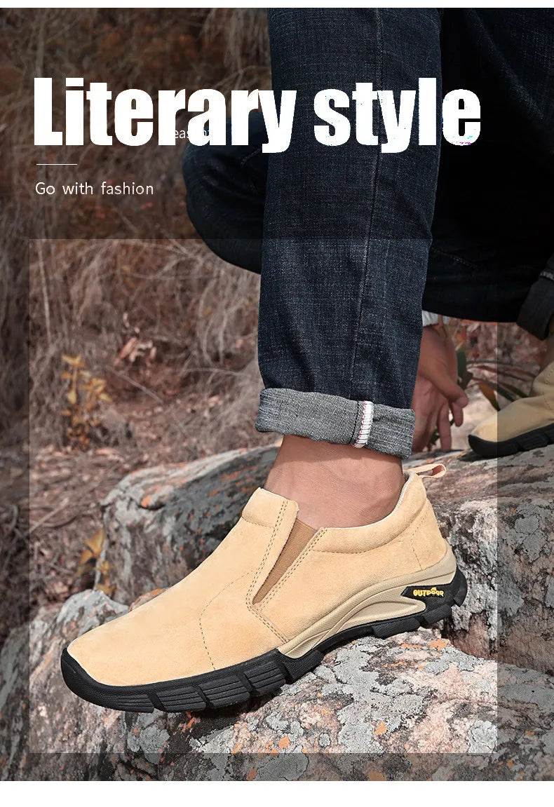 Sapatos masculinos de marca de couro genuíno sapatos casuais ao ar livre respirável tênis camurça original mocassins masculinos tênis