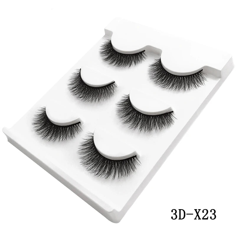 3 pares de cílios postiços naturais maquiagem grossa cílios de vison 3d reais extensão de cílios macios cílios postiços longos cílios de vison 3d